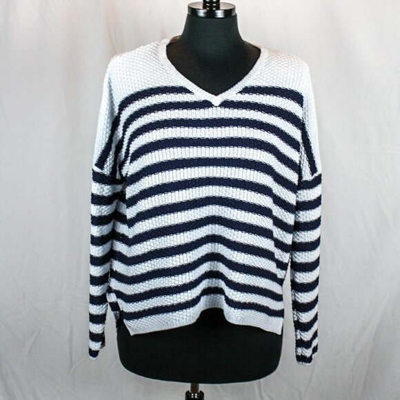 Sweaters - Primark Sweater Dark Blue White Stripes V …